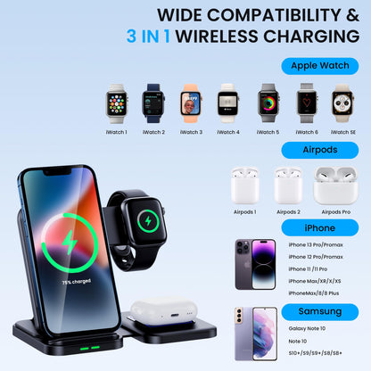 3 in 1 Wireless Charger Stand for iPhone & Watch