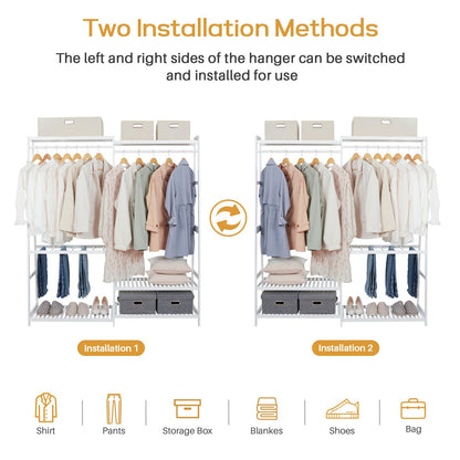 Bamboo Clothes Rack with 6 Shelves, Heavy Duty