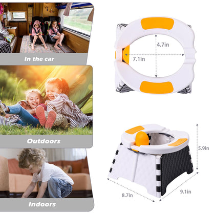Portable Potty for Toddler Travel, Kids Travel Potty Training Chair with Travel Bag, Baby Potty Training Toilet for Outdoor and Indoor Easy to Clean (White) by Yszawmx, Includes 30 Replacement Bags