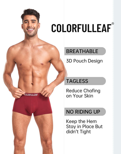 COLORFULLEAF Mens Boxer Briefs Short Leg Soft Rayon Made From Bamboo Underwear Trunks for Men Pack (4B,S)