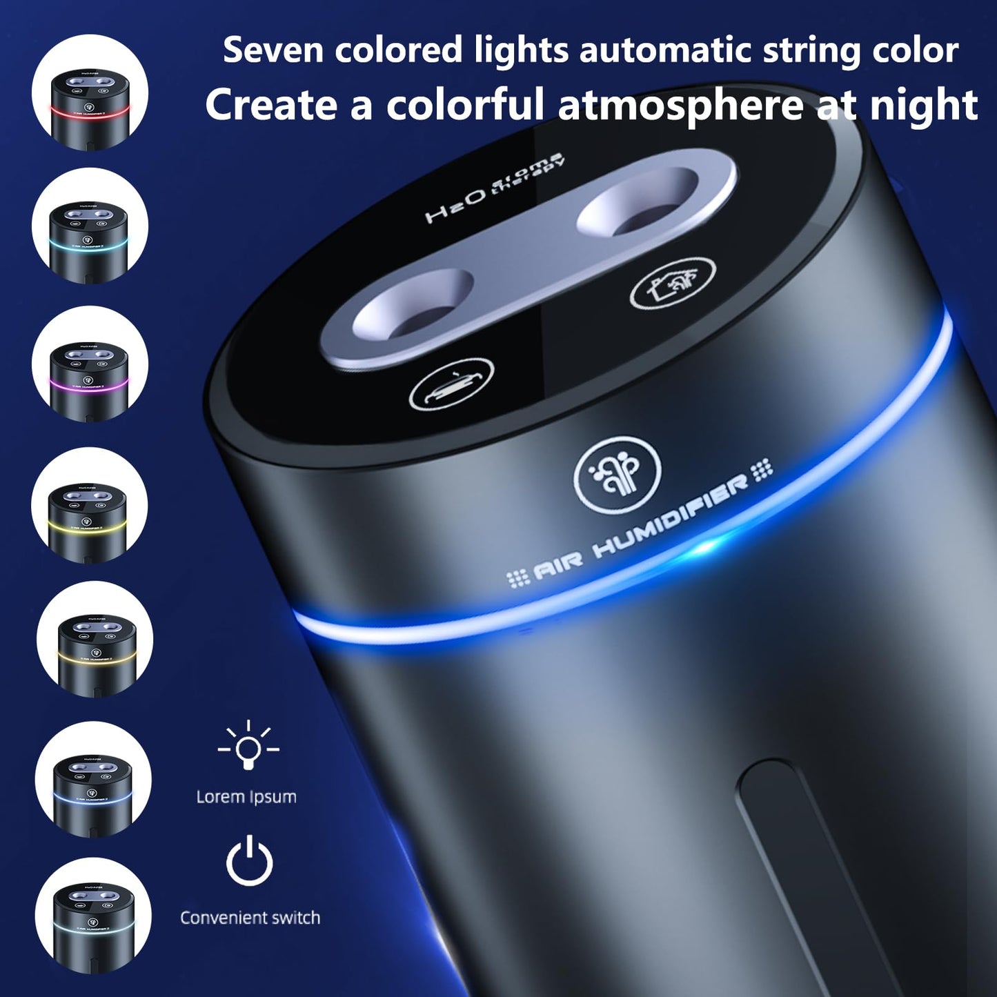 Smart Car Air Freshener,Aromatherapy Scent Diffusers Oils Humidifier,Ultrasonic Atomizer,Adjustable Concentration,Auto On/Off,Built-in Battery,40ml French Natural Fragrance(Gun Color)