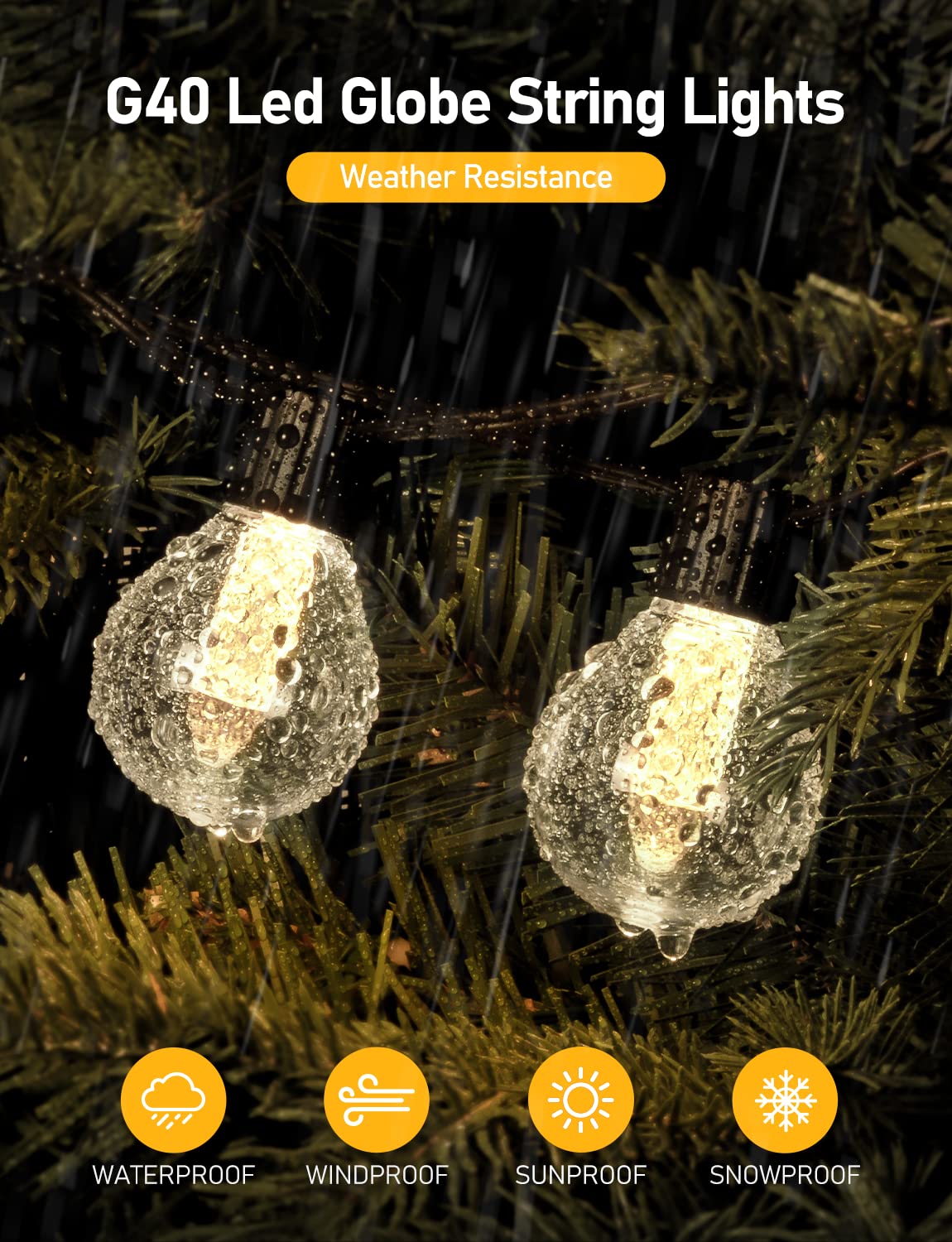 Aoycocr 25FT Waterproof Outdoor String Lights with App