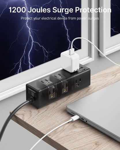 Desk Clamp Power Strip with USB Ports, 9 Outlets