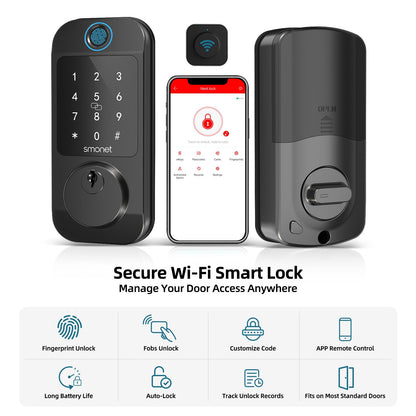 SMONET WiFi Deadbolt Fingerprint Keyless Lock