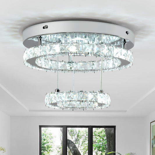 Modern Crystal LED Chandelier Flush Mount Light