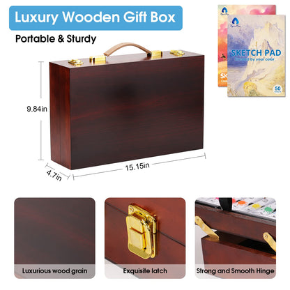 Deluxe Wooden Art Set for Drawing and Painting