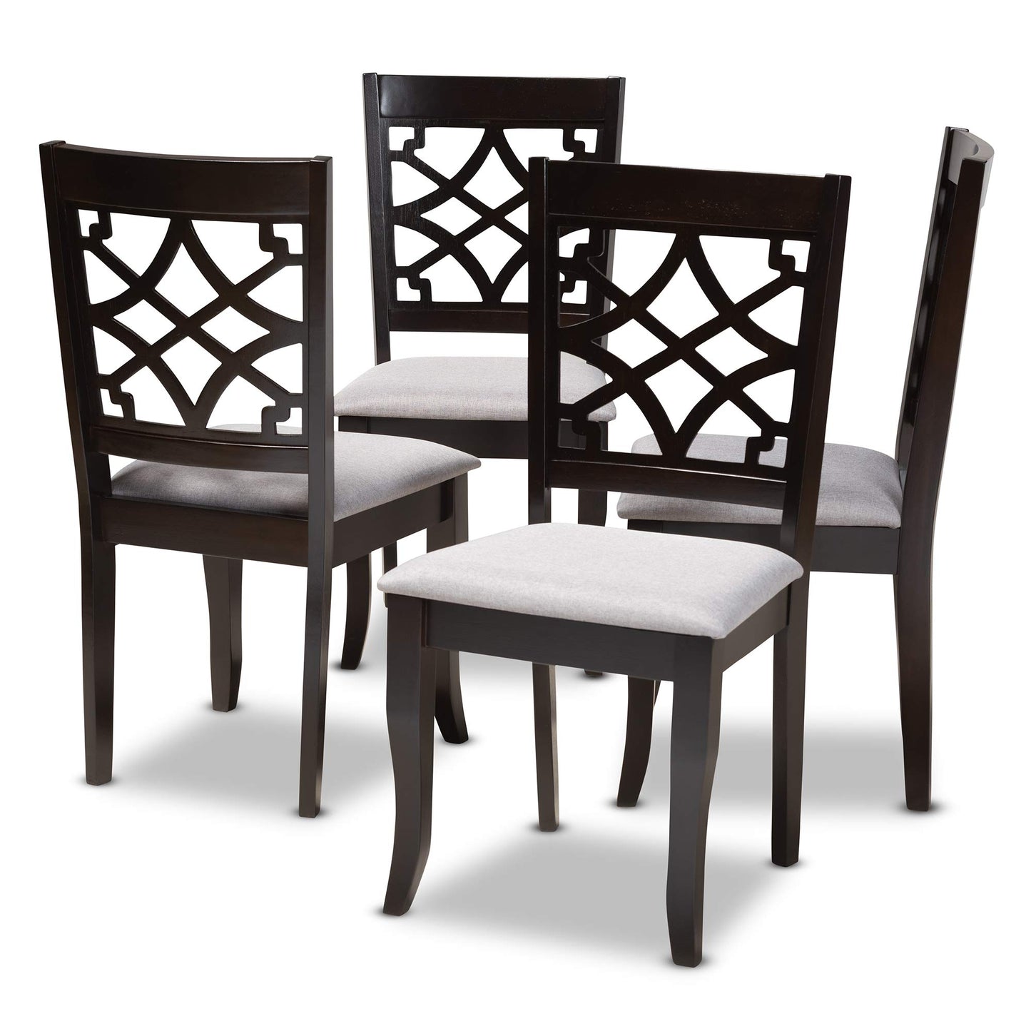 Baxton Studio Mael Dining Chair and Dining Chair Grey Fabric Upholstered Espresso Brown Finished Wood Dining Chair