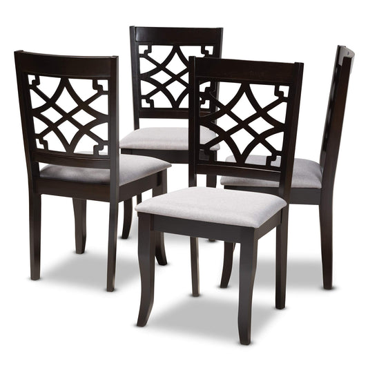Baxton Studio Mael Dining Chair and Dining Chair Grey Fabric Upholstered Espresso Brown Finished Wood Dining Chair