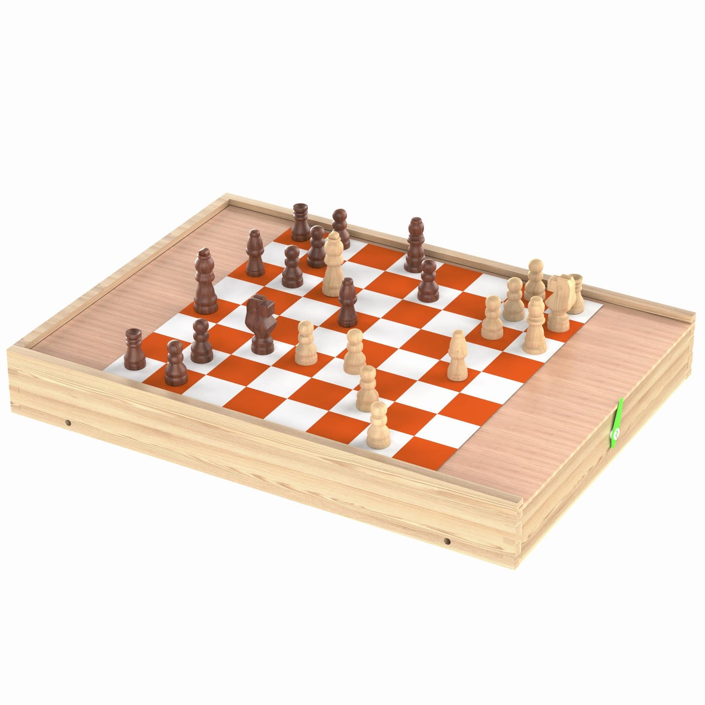 5-in-1 Wooden Board Game Set with Chess, Checkers, Shut The Box, Hockey Game Sling Puck, for Kids, Adults and Family Fun.