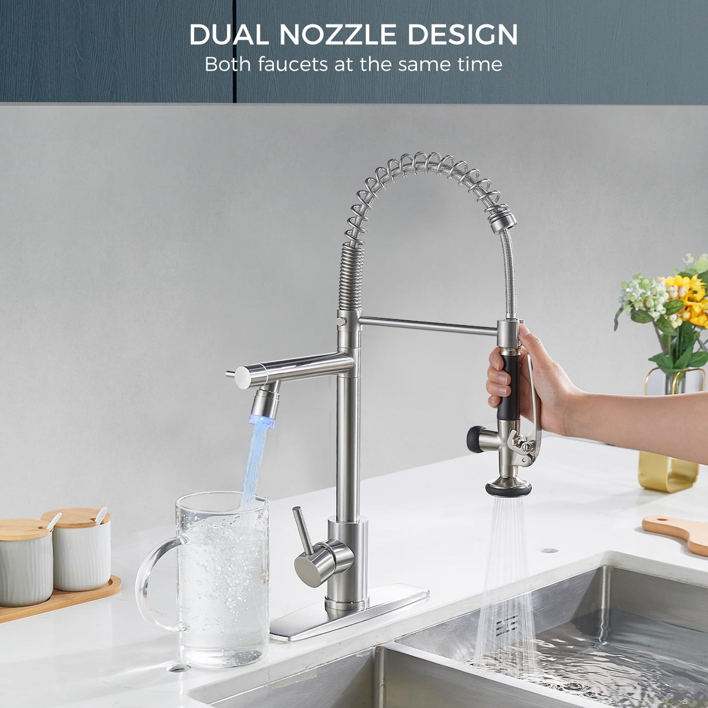 FORIOUS Pull Down Kitchen Faucet with Sprayer