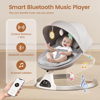 Electric Baby Swing with Bluetooth & Lullabies