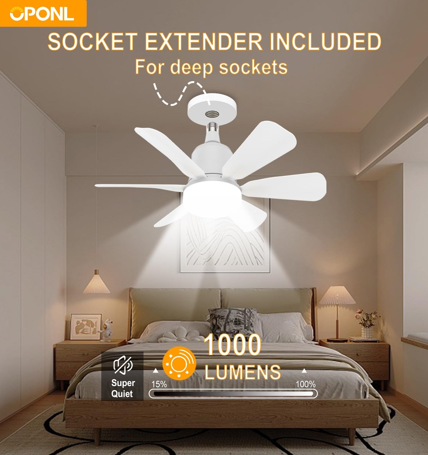 3-Speed Dimmable LED Ceiling Fan with Remote