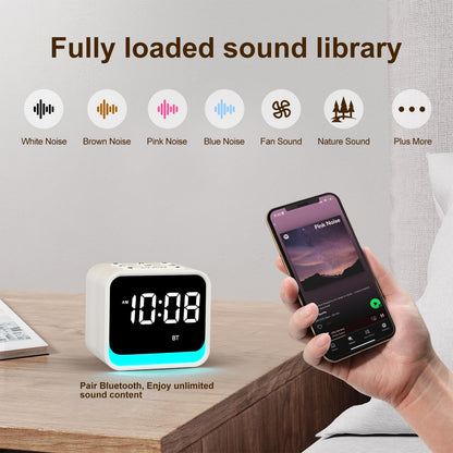 Housbay White Noise Machine with Alarm Clock for Bedrooms, Bluetooth Speaker, Sound Library, Sleep Routine, Brown Noise, Nature Sound Machine for Sleeping (Wood Tone)