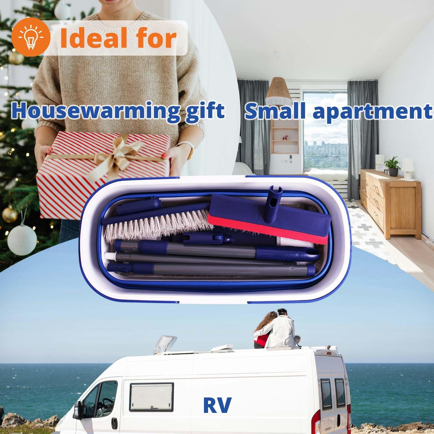 Collapsible Mop and Bucket Set for Easy Cleaning