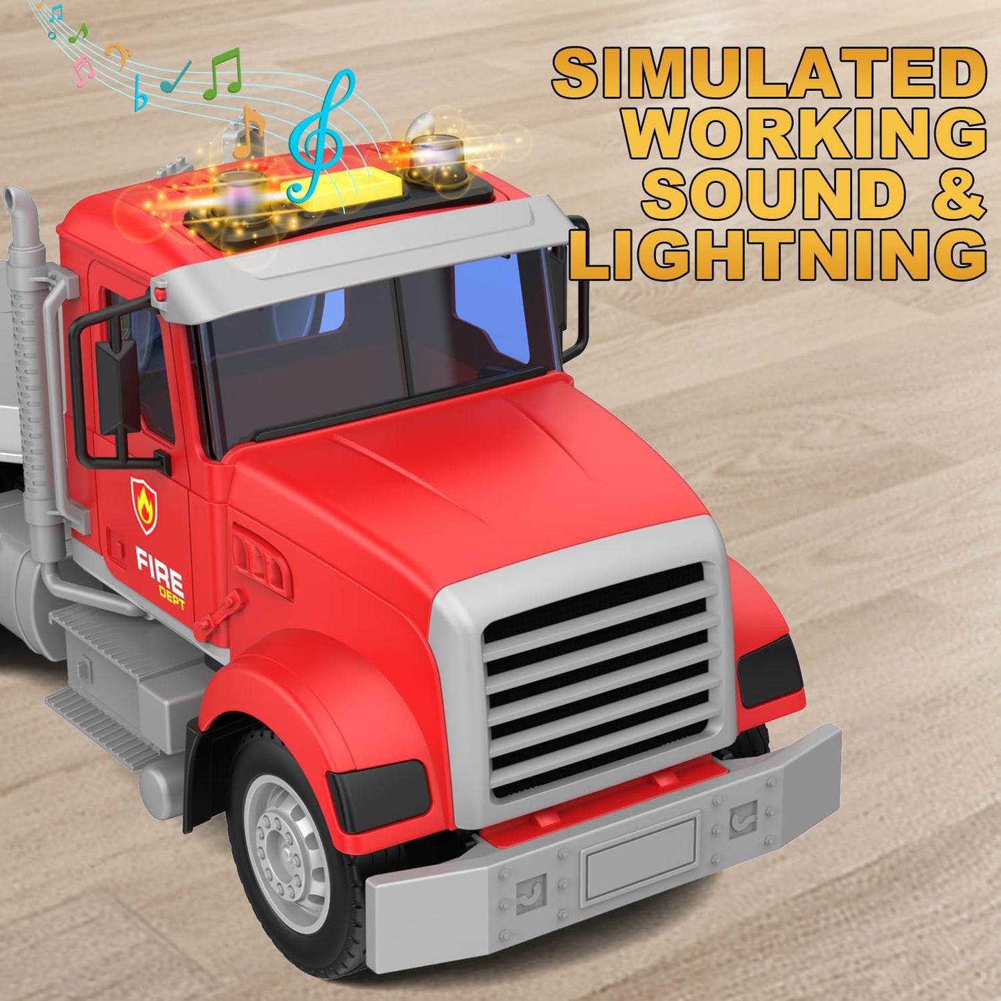 Fire Truck Toy with Helicopter for Kids