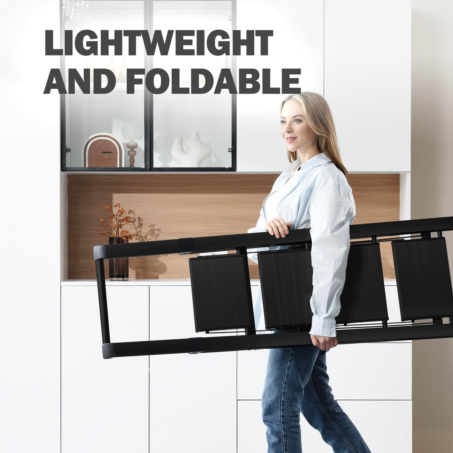 Lightweight Aluminum 5-Step Folding Ladder - Black