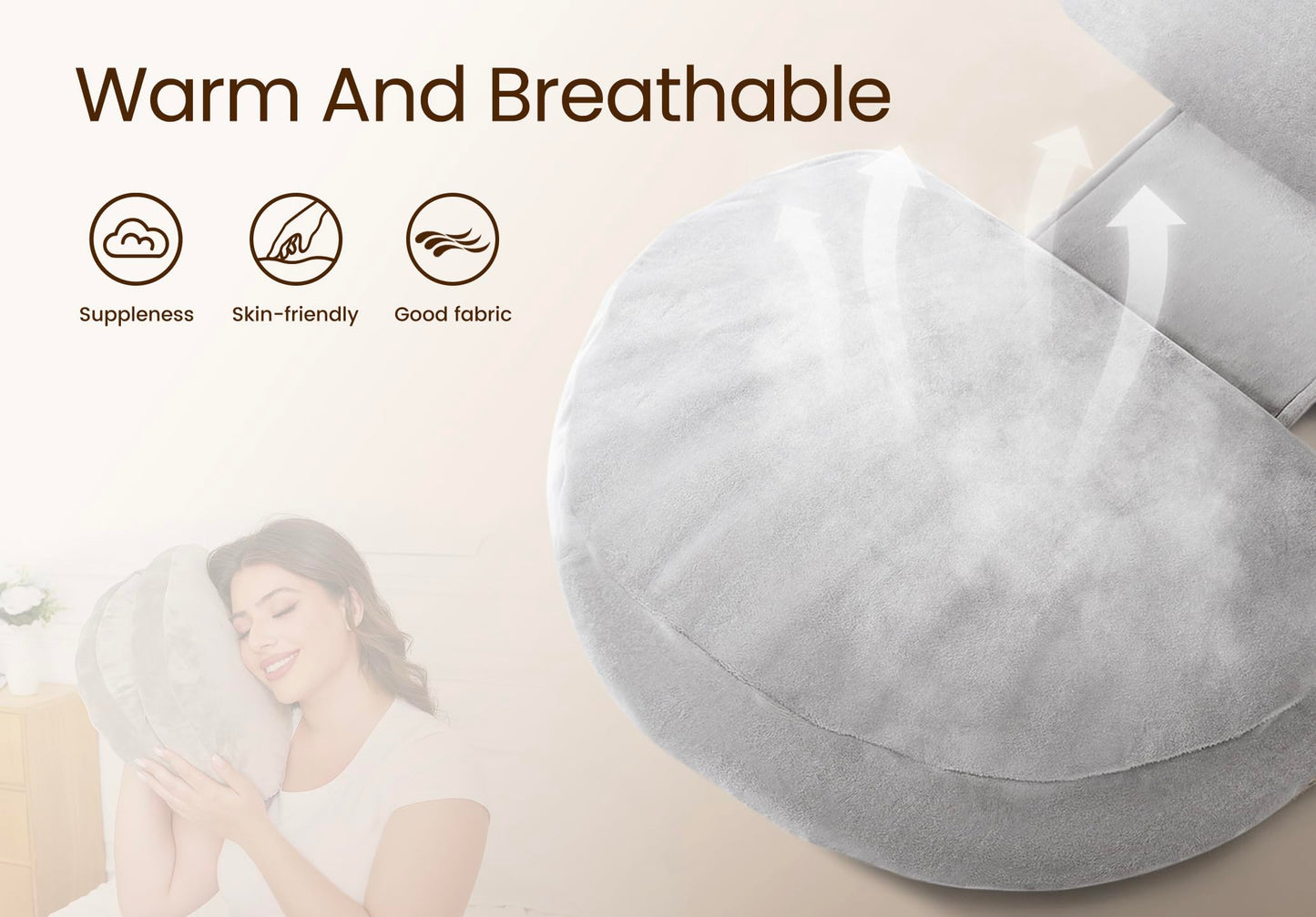 Pregnancy Pillow for Sleeping Memory Foam Pillow for Side Sleeper, Maternity Pillow Support for Back, Belly, HIPS for Pregnant Women, Portable and Adjustable Travel Wedge Velvet Grey