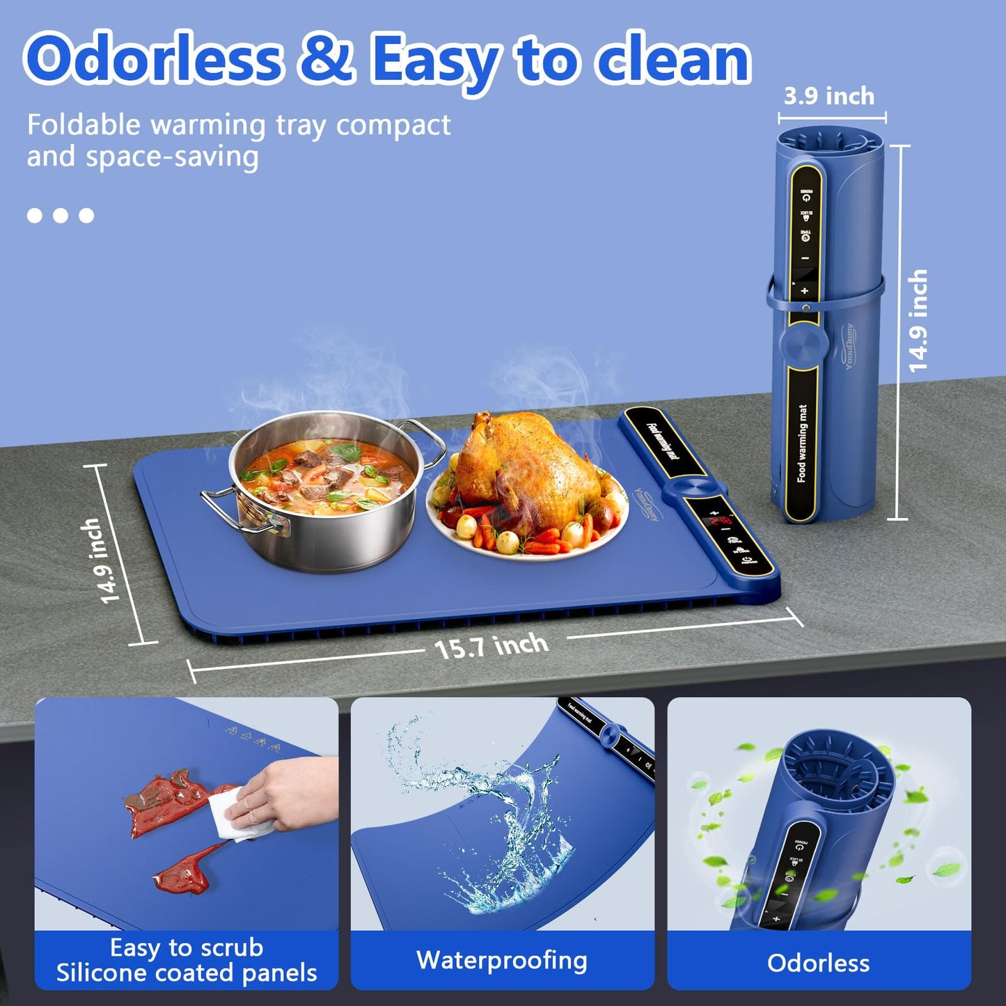 Portable Food Warming Mat with Auto Shut-Off