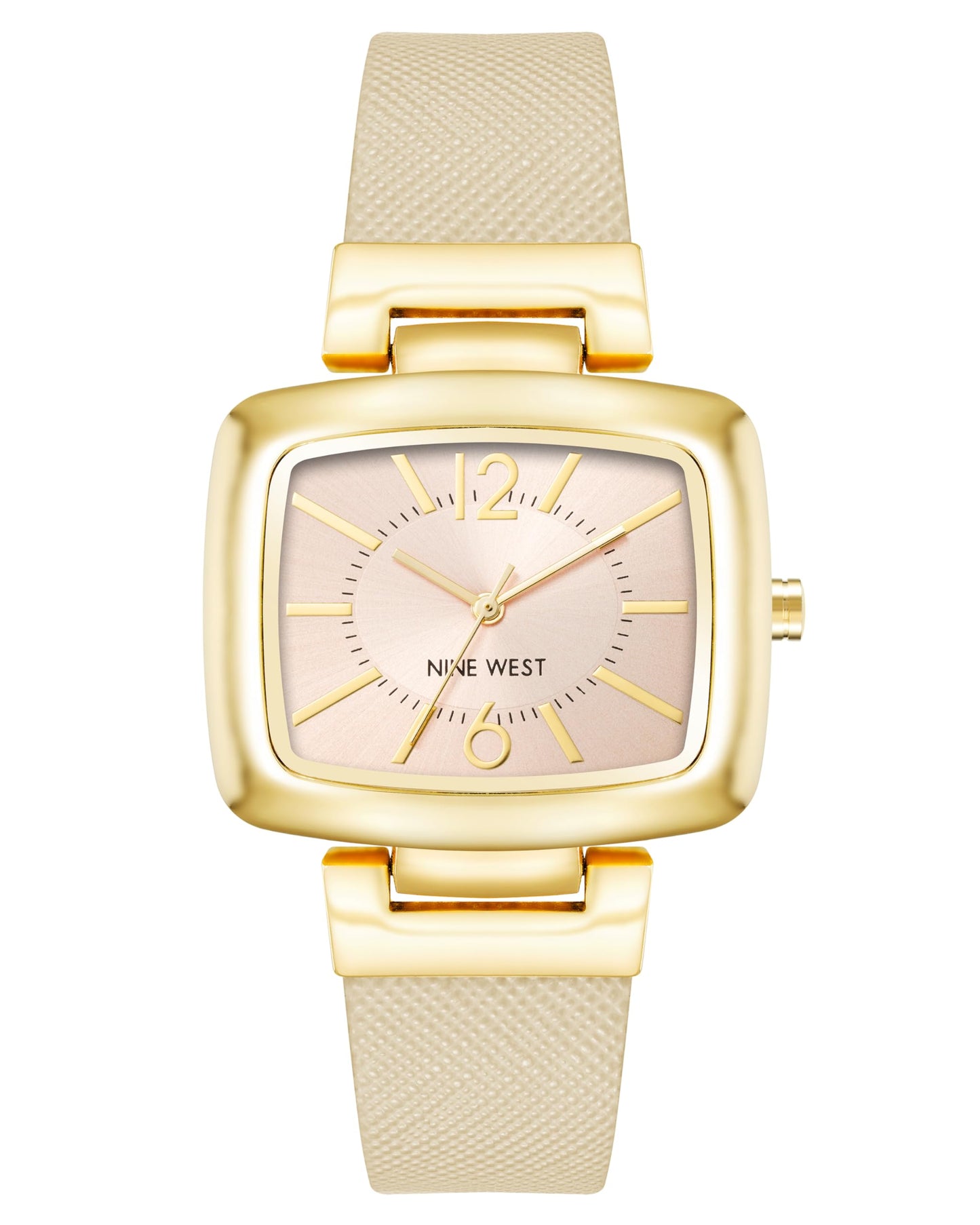 Nine West Gold-Tone Tan Strap Watch