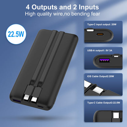 10000mAh VANYUST Fast Portable Charger with Cables