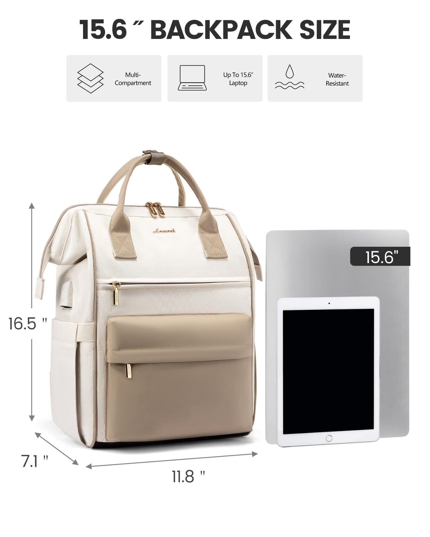 LOVEVOOK Waterproof Laptop Backpack with USB Port