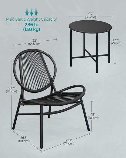 SONGMICS 3-Piece Patio Bistro Furniture Set