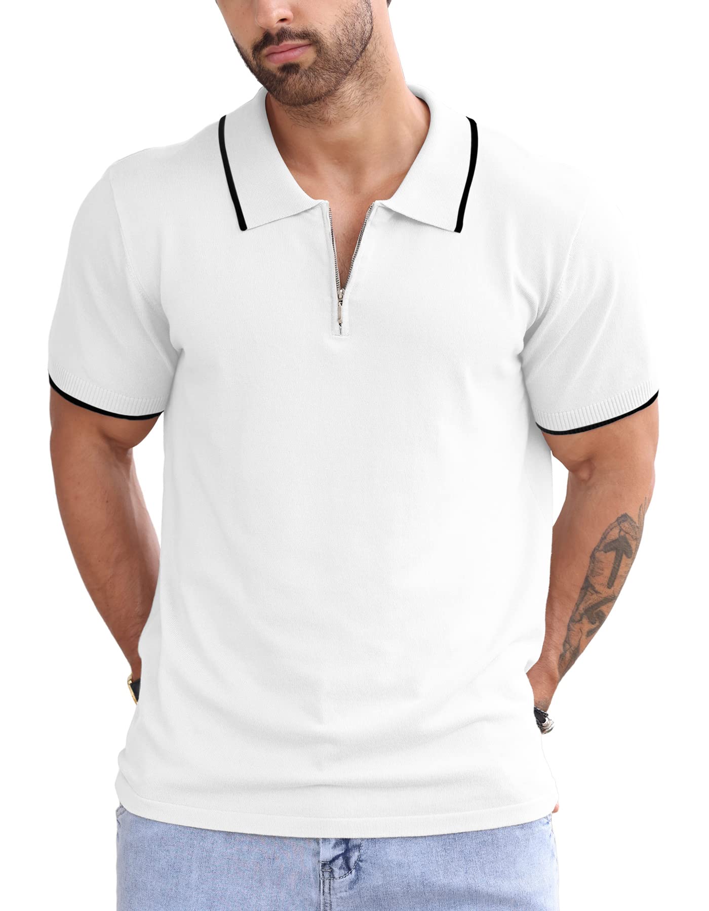 Askdeer Men's Casual Short Sleeve Polo Shirt