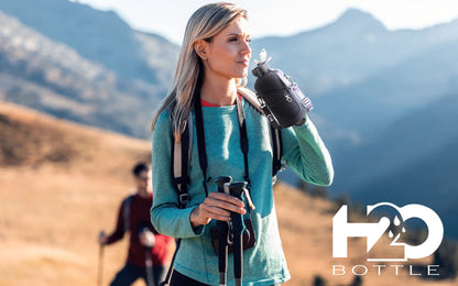 H20 Bottle 2.2 L Half Gallon Water Bottle with Straw Insulated | BPA Free Water Jug with Sleeve, Carry Strap and Handle for Hydration, Leak Proof, Reusable, Workout Bottle – Deep Black (74 Ounce)