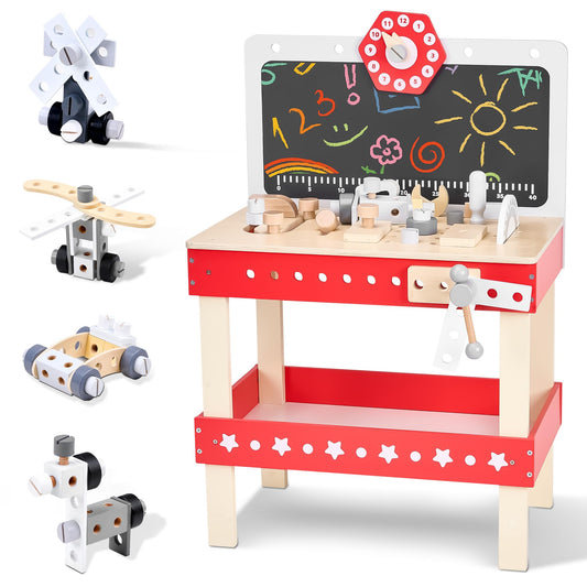 Kids' Wooden Tool Workbench Playset for Ages 3-7