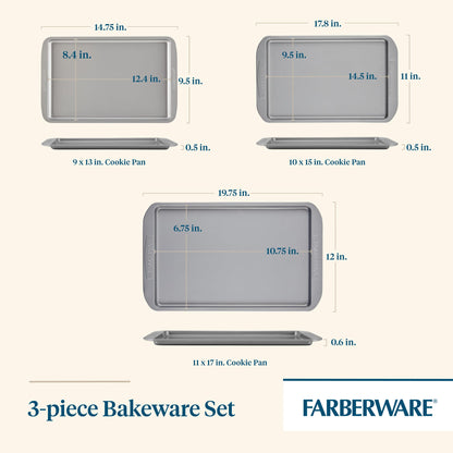 3-Piece Farberware Nonstick Cookie Pan Set
