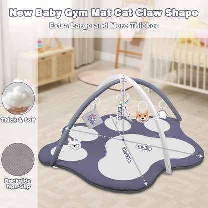 Oversized Cat-Shaped Baby Play Mat with Toys