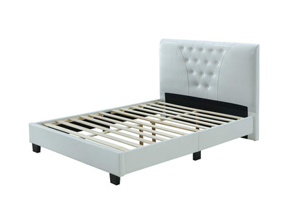 Hodedah Upholstered Bed Platform, Twin, White