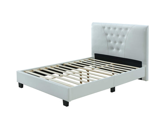 Hodedah Upholstered Bed Platform, Twin, White