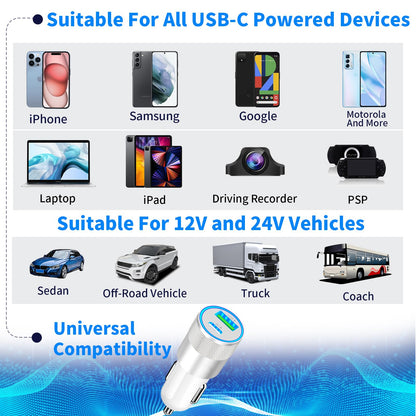 iPhone 16 Fast Car Charger with 2 USB-C Cables