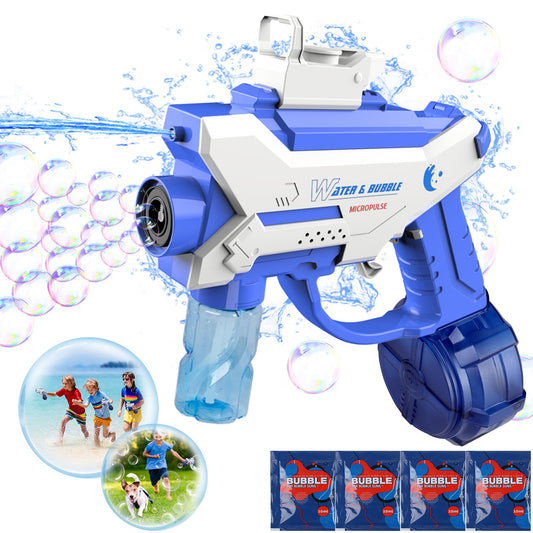 Bubble Gun Machine - Water Gun for Kids, 2 in 1 Electric Bubble Maker & Water Squirt with 4 Refill Solution & 550ml Water Tank for Toddlers 1-3 Gift