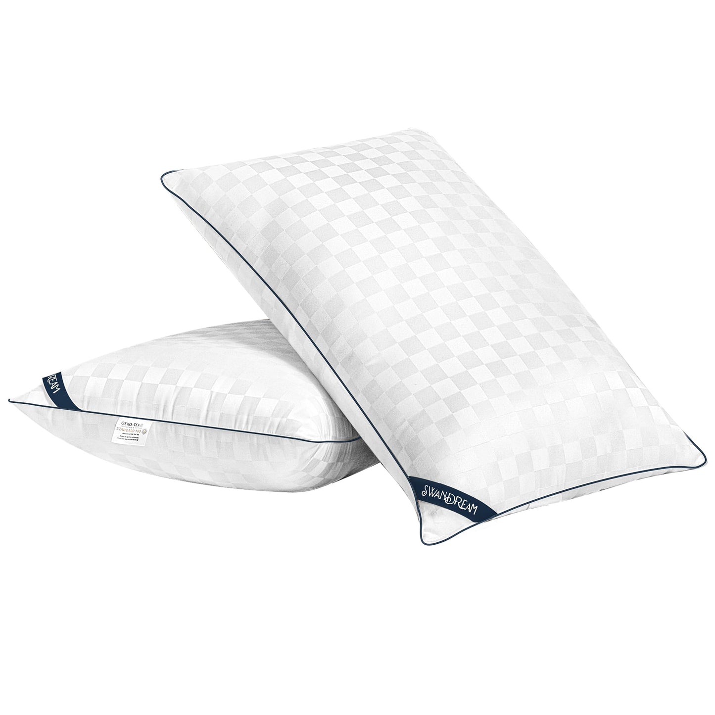 Swandream Queen Pillows Size Set of 2, Soft and Skin Friendly Down Alternative Pillow for Sleeping, Breathable Pillow for Back, Stomach or Side Sleepers, Navy Blue, 20 * 28 Inches