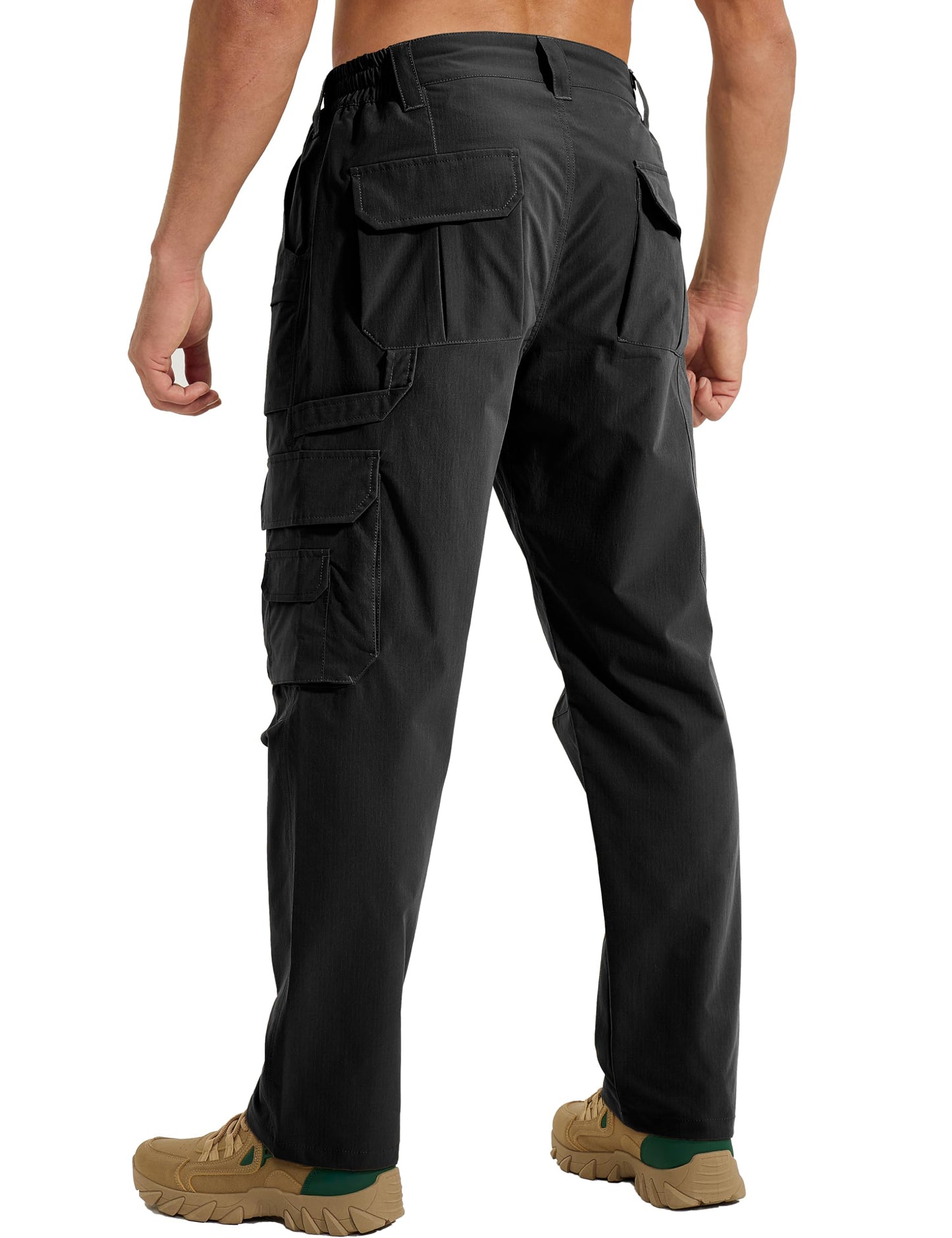 MOURCE Plus Size Cargo Pants for Men - Relaxed Fit Waterproof Mens Work Tactical Pants with Pockets, Black 32L