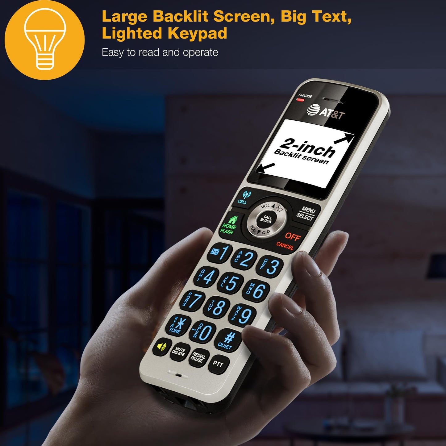 AT&T BL3107-5 5-Handset DECT 6.0 Cordless Home Phone with Bluetooth, Answering System, Smart Call Blocker, Extended Range,2" Backlit Screen, Lighted Keypad with Big Buttons, Caller ID & Call logs