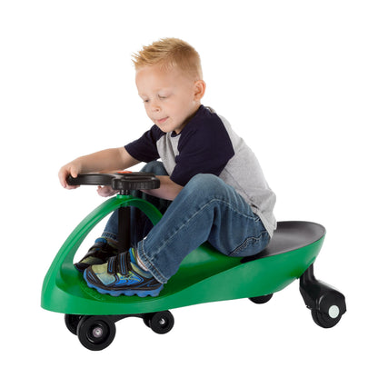 Wiggle Car Ride on Toy - No Batteries, Gears, or Pedals - Just Twist, Swivel, and Go - Outdoor Ride on for Kids 3 Years and Up by Lil' Rider (Green), Large