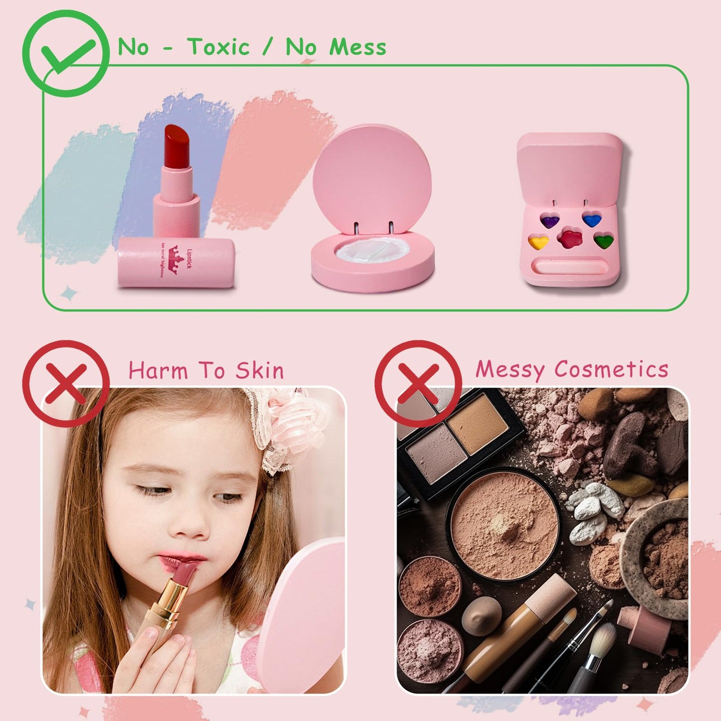 Wooden Makeup Toy Set for Little Girls
