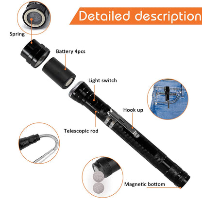 KUCHEY Magnetic Flashlight Gifts for Men Stocking Stuffers for Men Adults Pickup Tool Cool Magnet Telescoping Gadgets with LED from Wife Daughter Son Dad Mens Gifts Husband Him Christmas Gift Idea