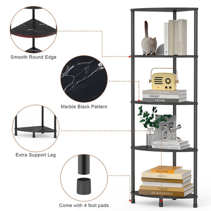 Greatseas 5-Tier Corner Shelf - Marble Black