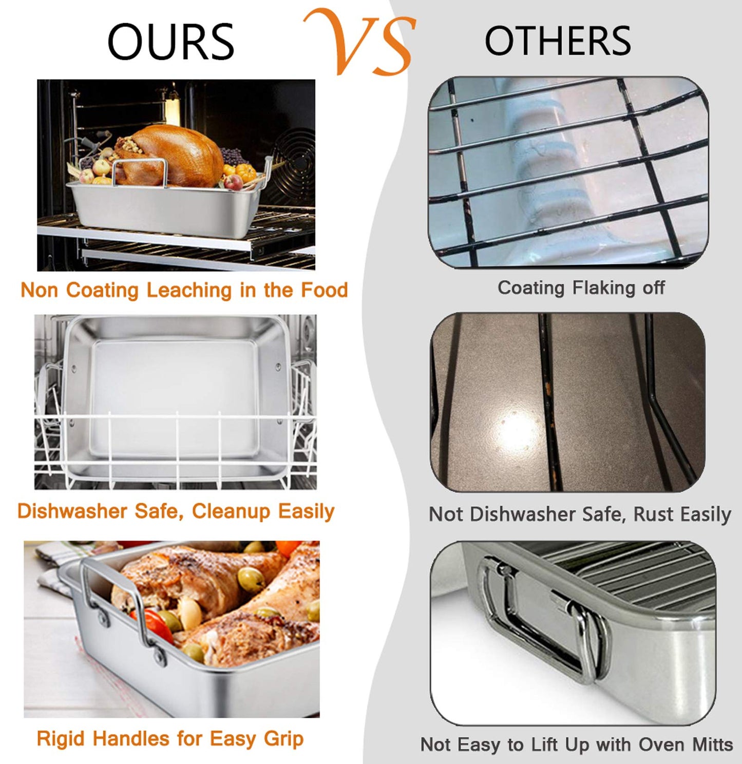 14-Inch Stainless Steel Roasting Pan Set