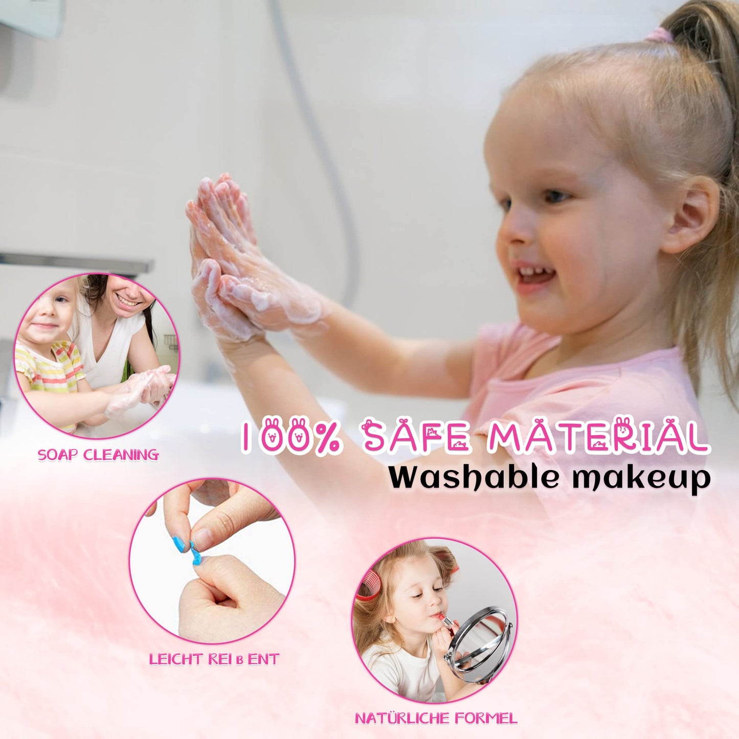 Kids Makeup Kit Girls Toys - Girls Makeup Kit for Kids, Little Girls Make up Set Safe & Non Toxic Makeup for Toddlers Children Princess, Christmas Birthday Gifts Toy for 4 5 6 7 8 Year Old Girl