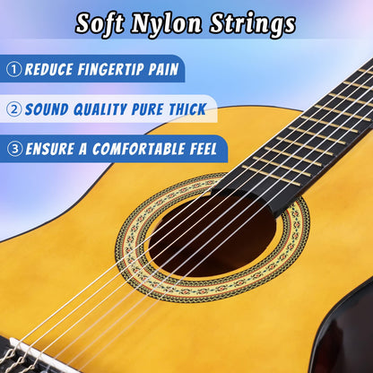 Strong Wind 39 Inch Classical Guitar Nylon Strings Full Size Acoustic Guitar for Beginner Students Adult