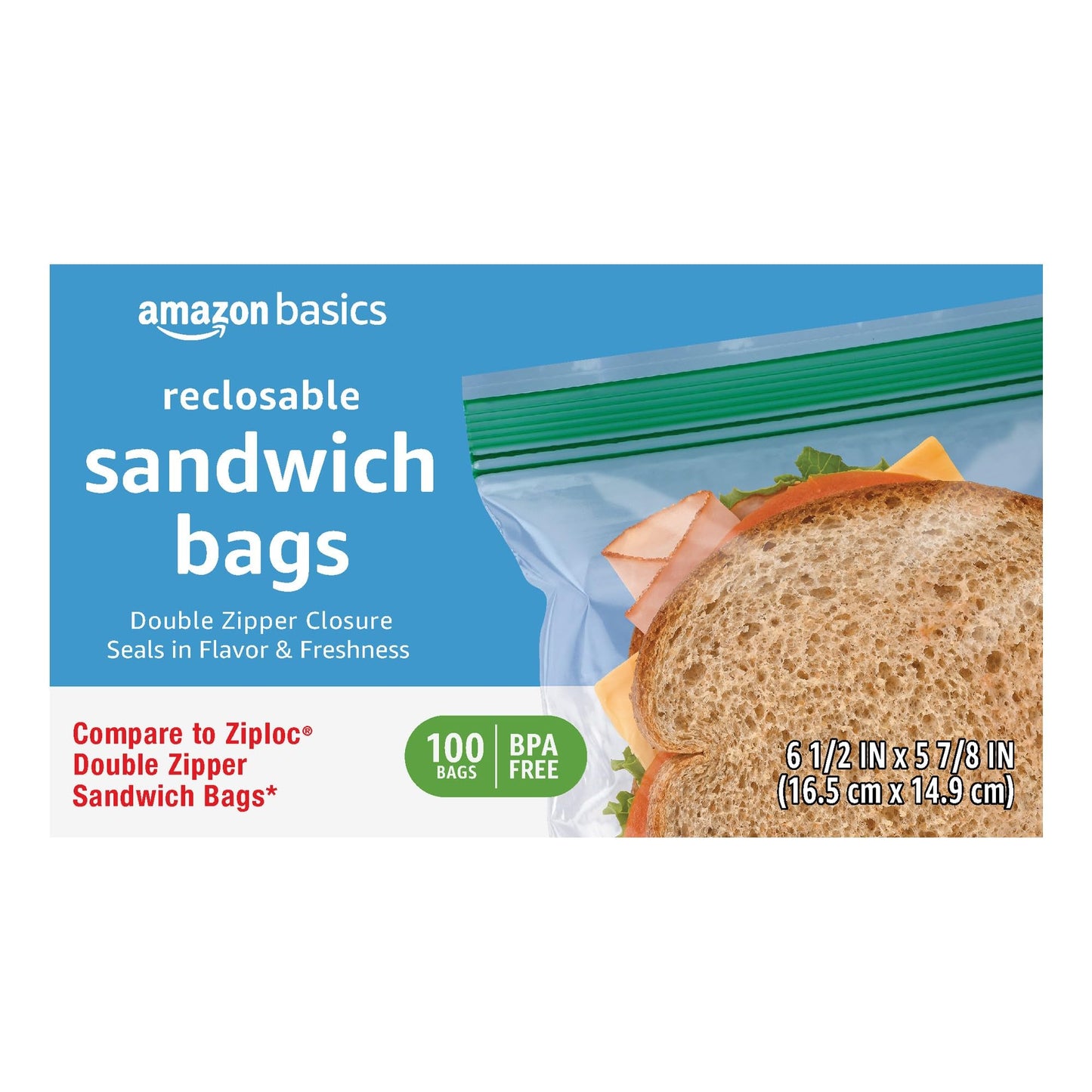 Amazon Basics Double Zipper Sandwich Storage Bags