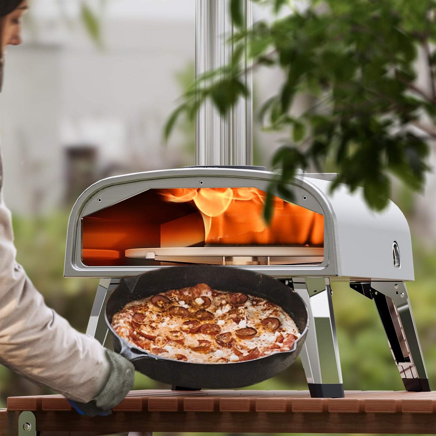 Portable 12" Wood Fired Pizza Oven for Outdoors