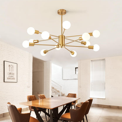 Gold Chandelier for High Ceilings, 12 Lights