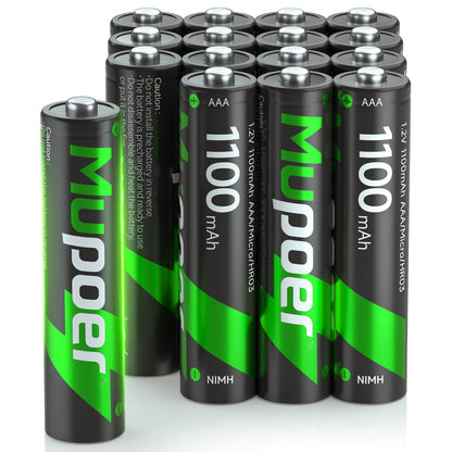 Mupoer 16 Pack Rechargeable AAA Batteries 1100mAh