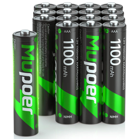 Mupoer 16 Pack Rechargeable AAA Batteries 1100mAh